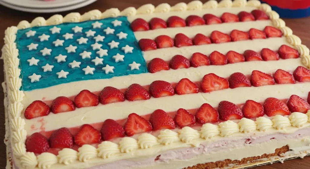 Strawberry Jello Flag Cake
