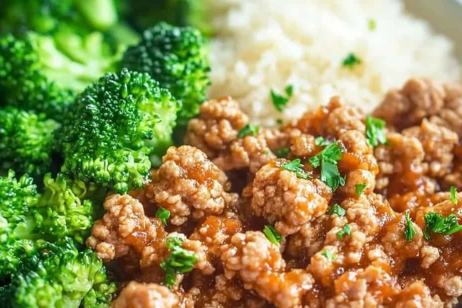 Sweet and Spicy Ground Turkey and Broccoli Bowl - a colorful and healthy meal