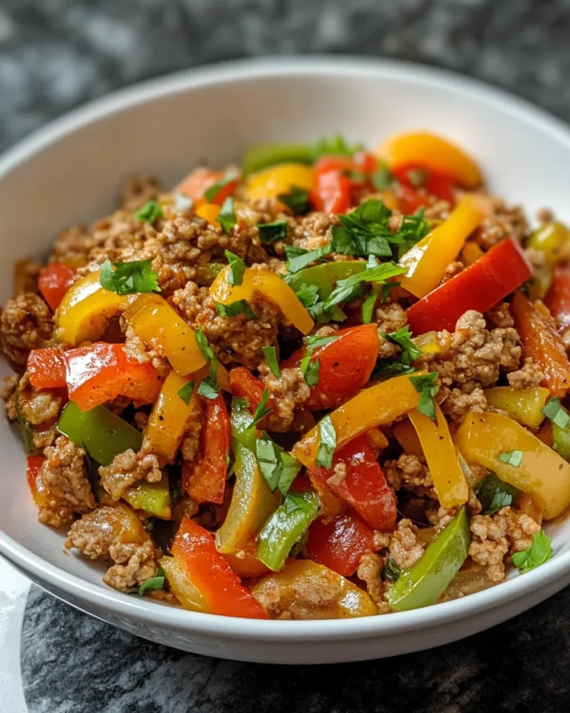 ground turkey and peppers