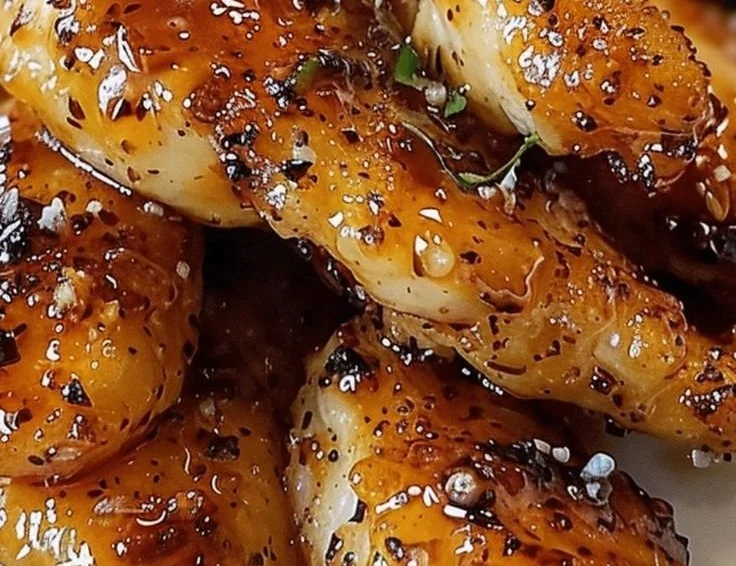 Air Fryer Honey Butter Garlic Chicken Tenders served with dipping sauce
