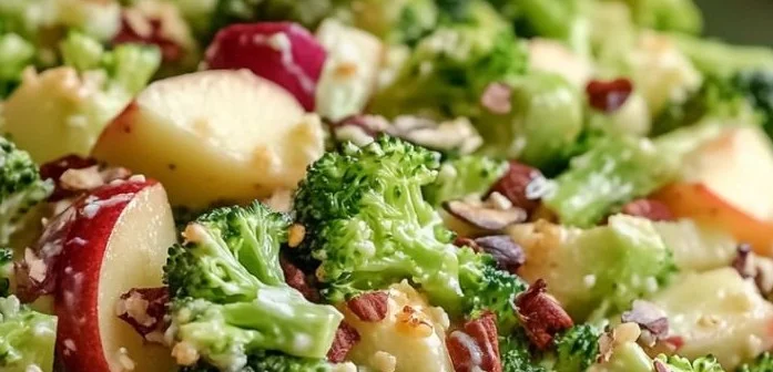 Fresh Apple Broccoli Salad with crunchy apples and tender broccoli