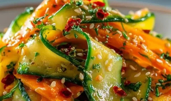 Vibrant Asian Carrot Salad with fresh veggies and a tangy dressing