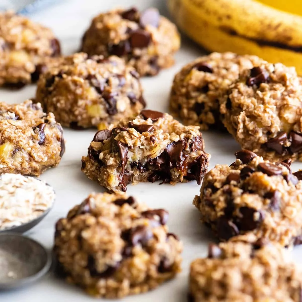 Delicious Banana Oatmeal Cookies on a wooden table