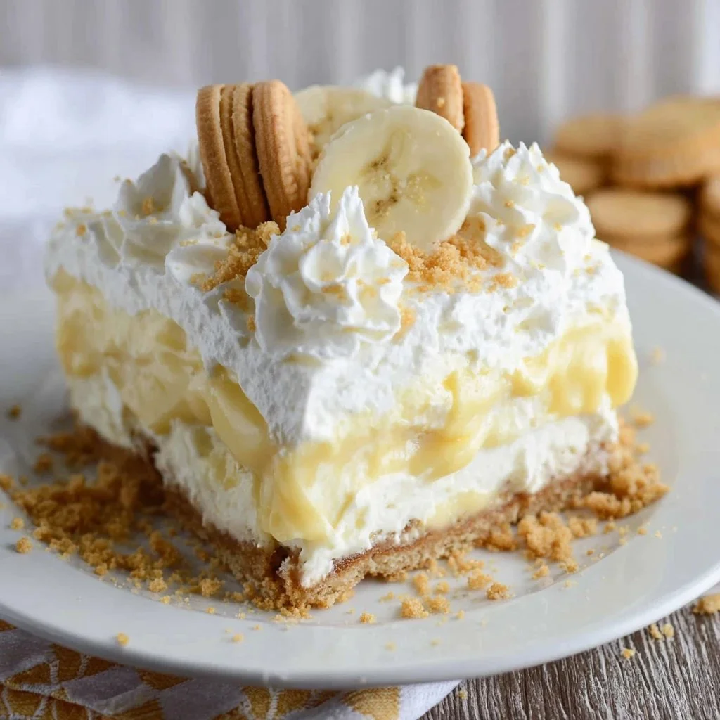 Delicious Banana Pudding Dream Bars ready to be served.