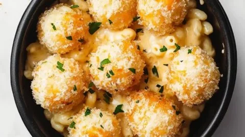 Air fryer fried macaroni and cheese balls from Cheesecake Factory recipe