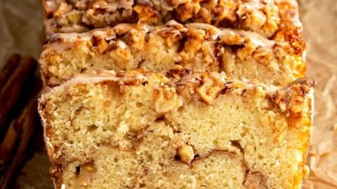 Freshly baked Cinnamon Apple Bread with a fragrant cinnamon glaze