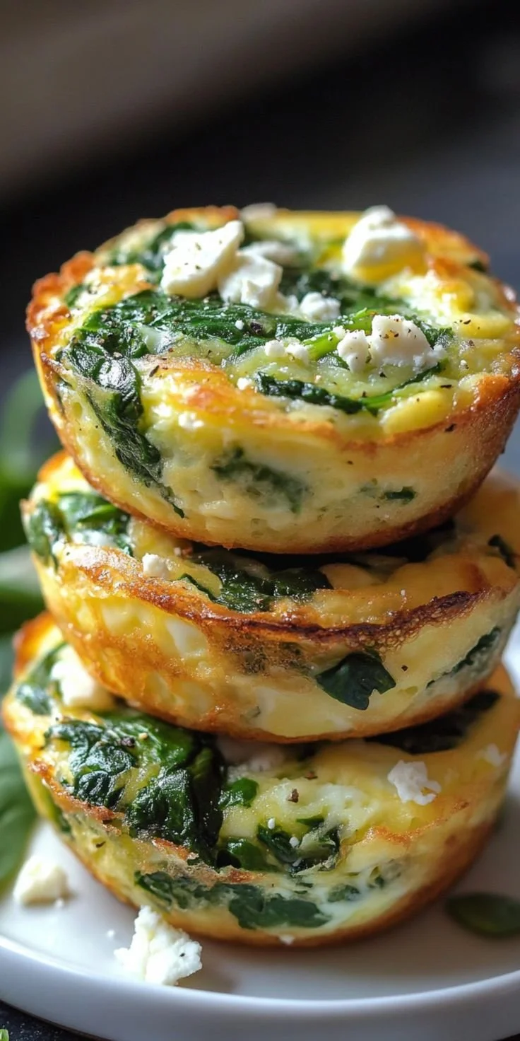 Savory egg muffins with spinach and feta cheese, perfect for a healthy meal.