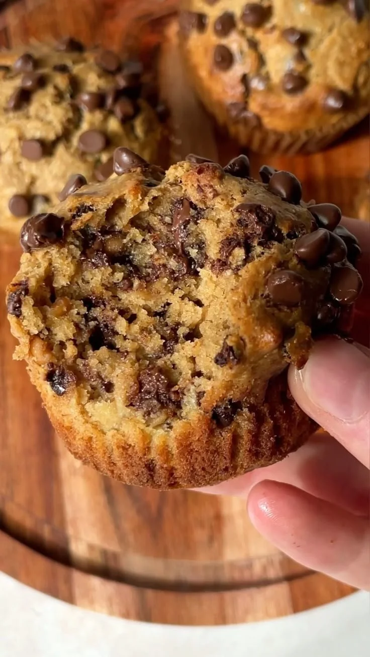 Healthy peanut butter banana muffins fresh out of the oven.