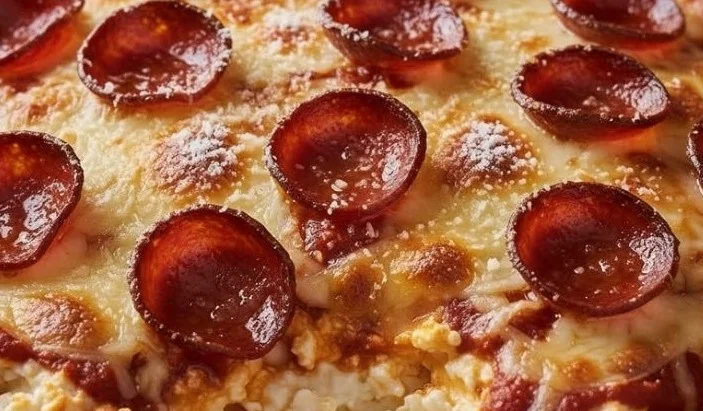 High-protein cottage cheese pizza bowl topped with fresh ingredients