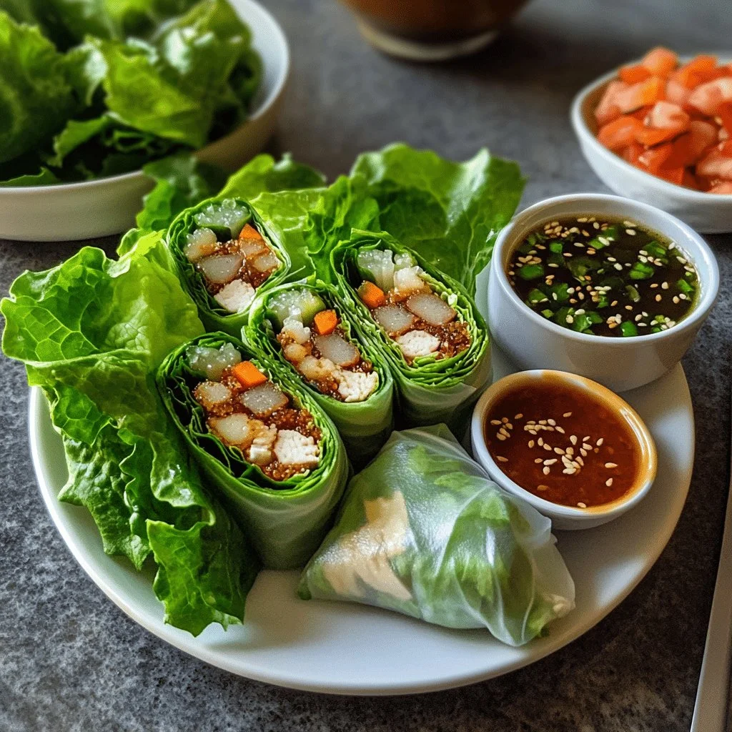 Lettuce Wrap Summer Rolls filled with fresh vegetables and herbs