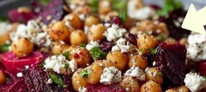 Delicious Mediterranean chickpea salad with fresh vegetables and herbs