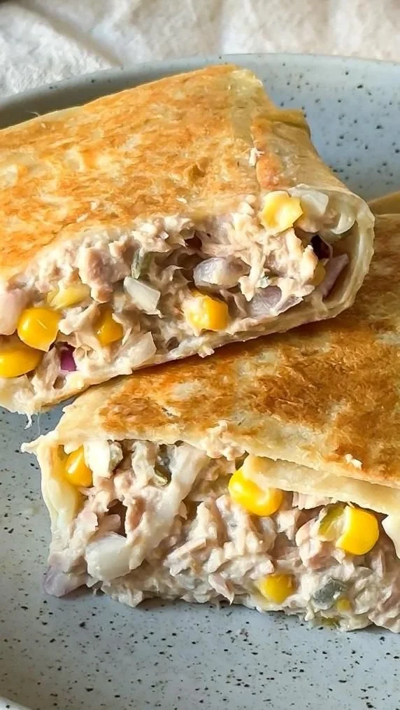 Delicious Tuna Melt Wrap with melted cheese and savory tuna filling
