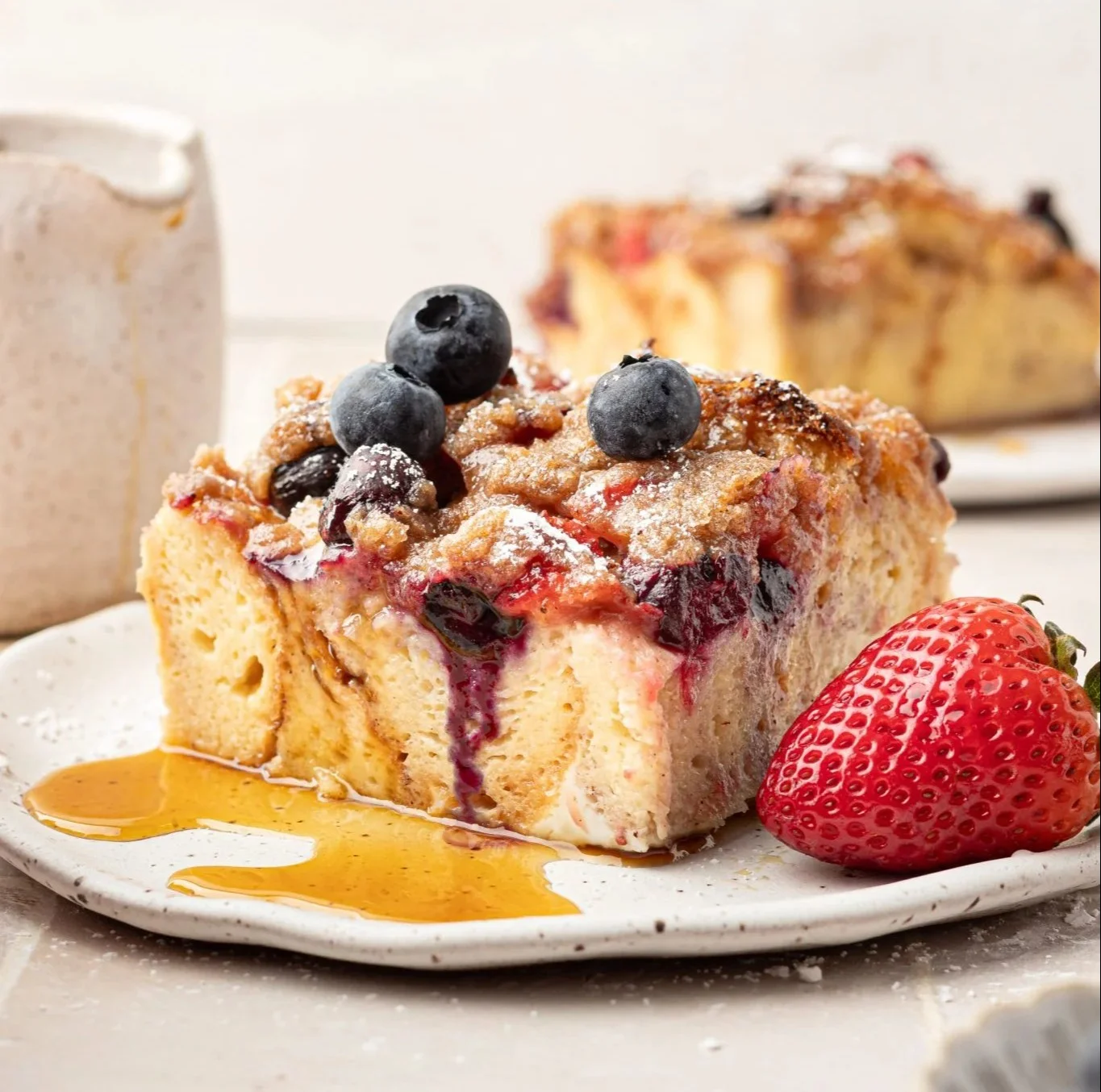 Delicious Berry French Toast Casserole with fresh berries on top