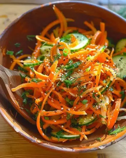 Cucumber Carrot Salad with fresh ingredients on a plate