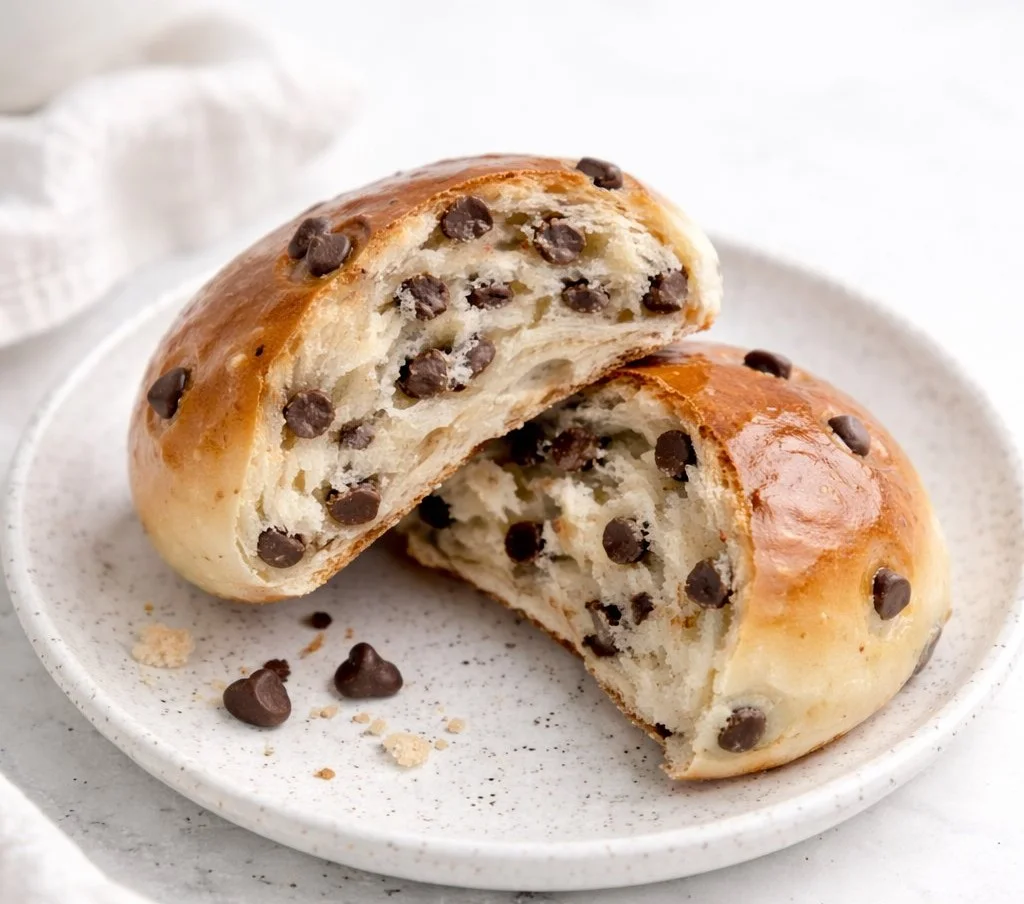 Fluffiest chocolate chip milk buns fresh out of the oven