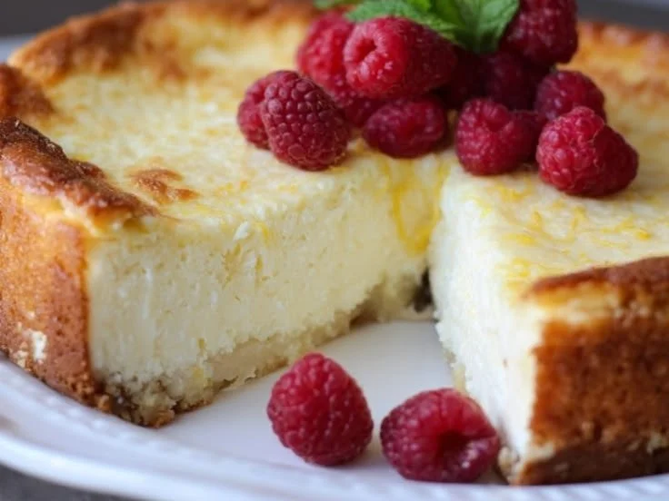 High protein cheesecake with a creamy texture and healthy toppings