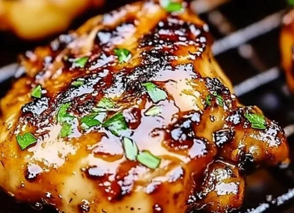 Honey Garlic Chicken Thighs glazed with savory honey and garlic sauce