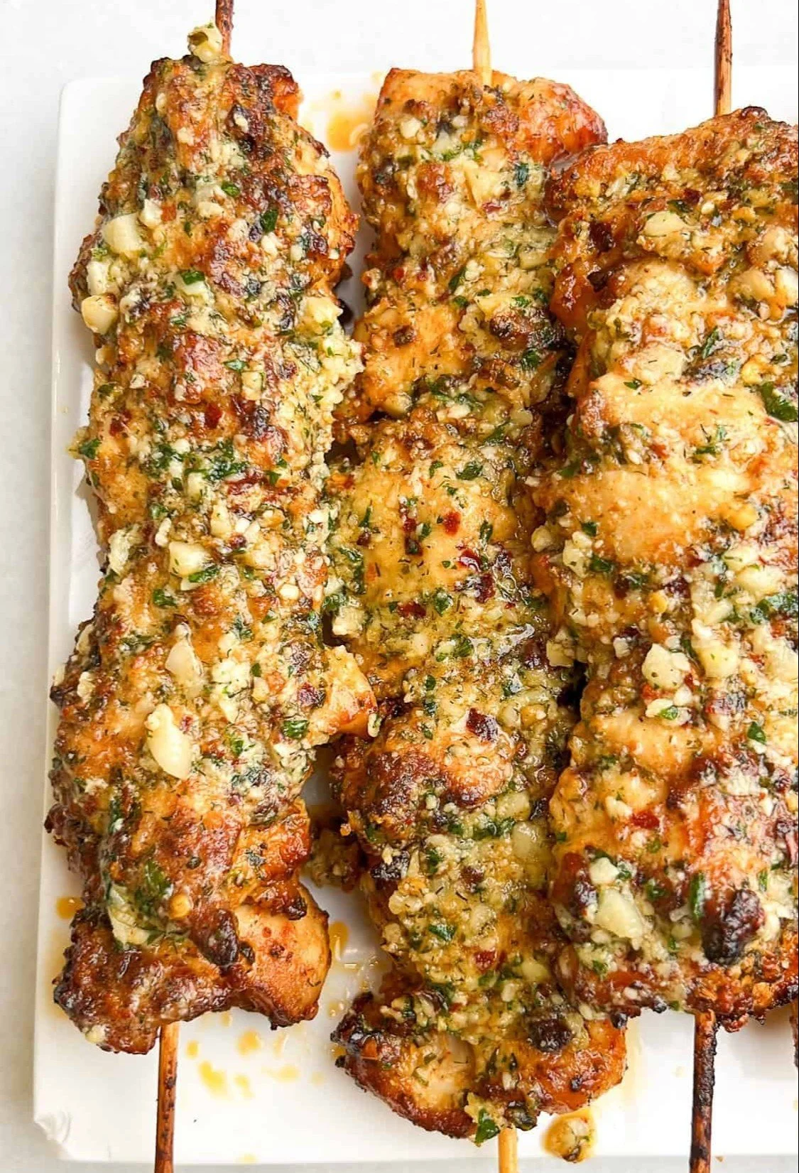 Ranch garlic parmesan chicken skewers grilled to perfection