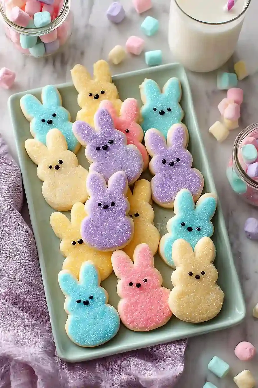 Soft buttercream bunny cookies decorated for Easter celebration