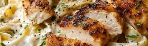 Delicious Chicken Alfredo Pasta with creamy sauce and tender chicken