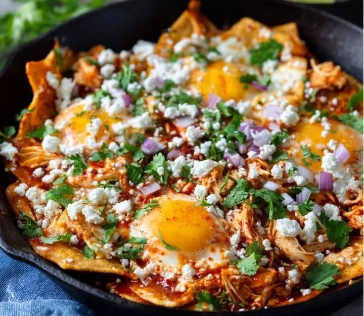 Healthy chilaquiles with fresh toppings and vibrant flavors